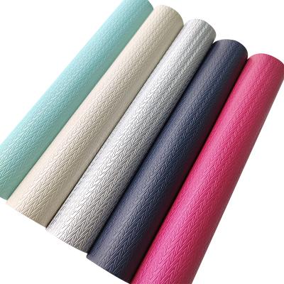 China Anti-Mildew Upholstered Eco-friendly Grassmat Grain Fabric PU Leatherette Back Spunlaced For Handmade Book Cover Bags Making for sale