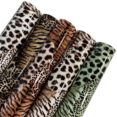 China Wholesale Anti-rust Reflective Mirror Leopard Skin Pattern Printing PU Smooth Faux Leather Fabric For Making Shoe/Bag/Decorative/Craft for sale