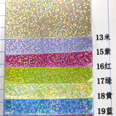 China Wholesale Waterproof Simple Artificial Faux Laser Color PU Holographic Leather Foil For Wallet Shoes Cosmetic Bag for sale