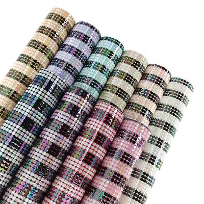 China Anti-rust Reflective Colorful Dot Pattern Printed Faux Leather Fabric Black Cotton Backing For Making Fashion Bags Decoration for sale