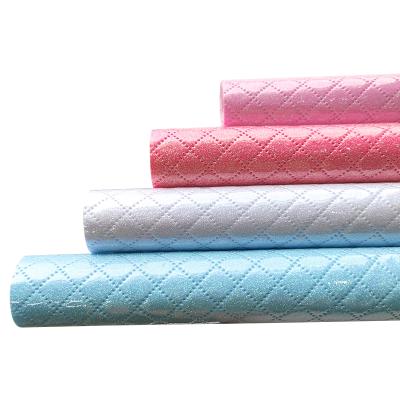 China Colorful Diamond Embossed Pattern PVC Synthetic Leather Waterproof For Decorative Wrapping Diy for sale