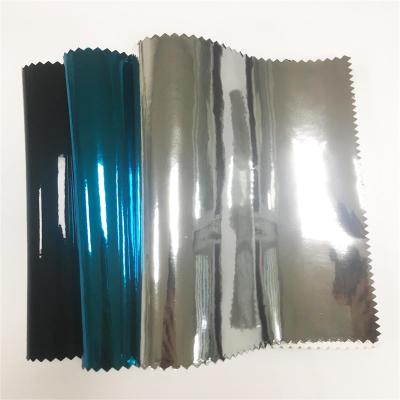 China Waterproof Mirror PU Fabric Material Cotton Metallic Reflected Shiny Synthetic Leather Backing For Bags Decoration Making for sale