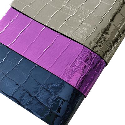 China Wholesale waterproof mirror square embossed metallic mirrored synthetic leather fabric for making earring wallet upholstery for sale