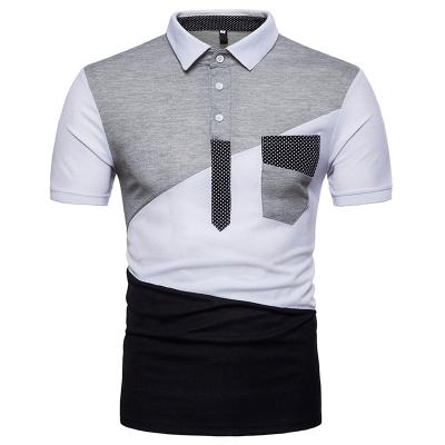 China Patchwork Shirt 180g Irregular Short Sleeve Soft Sport Anti-pilling Men's Fashion Color Casual Polo Shirt for sale