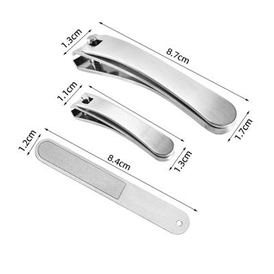 China Popular Custom Logo 3 Pieces Stainless Steel Nail Cutter Kit Nail Care Manicure Clippers Set for sale