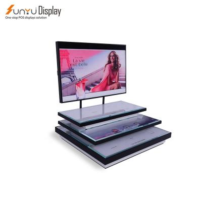 China Display Stand Led Light Perfume Display Acrylic Makeup Counter Display Stand Cosmetic Display Counter Rack for sale