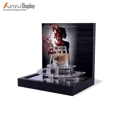 China EC-Friendly Dismounted Customize With Glass Poster And Logo Perfume Display Tray Acrylic Perfume Display Tester for sale