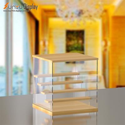 China SUNYU Wholesale Customized Wooden Acrylic Display Stand Figure Toy Display Boxes Toy Display Boxes Toy Showcase for sale