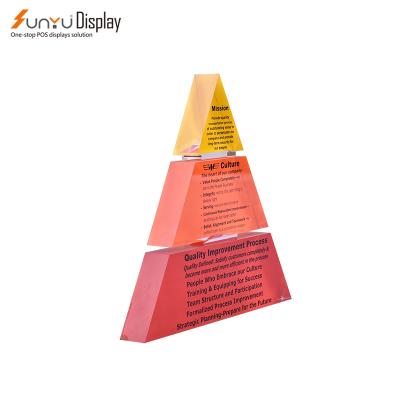 China High quality custom acrylic text sign triangle trophy plexiglass display stand shape block for sale