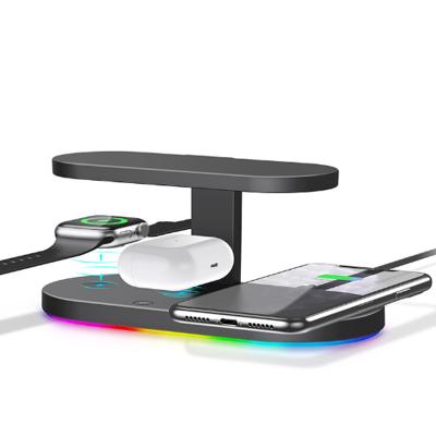 China 2020 Hot Selling Tablet Qi Wireless Charger 15W Quickly 5 in 1 r Wireless Charging Station for Watch Series 1/2/3/4 for sale