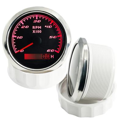 China RPM hour meter indicator 0-6000 tachometer meter, 85mm gasoline engine diesel tachometer, hour meter with stepper motor for sale