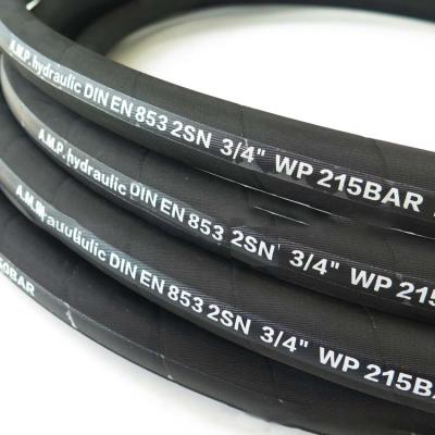 China Hydraulic System Service With Oil And Water High Pressure Flexible Rubber Hose Din 853 2Sn R2 1/4 Inch 3/11 Inch Flexible Hydraulic Rubber Hose for sale