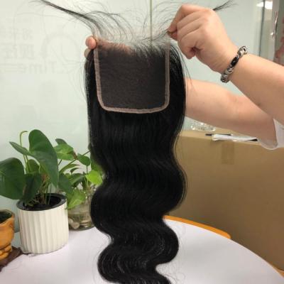 China Ali Queen Body Wave 4X4 Virgin Human Hair HD Transparent Lace Closure for sale