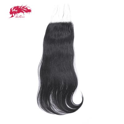 China Silky Straight Wave Ali Queen Straight Hair 4x4 HD Lace Closure, Transparent Remy Human Hair 4x4 HD Lace Closure for sale