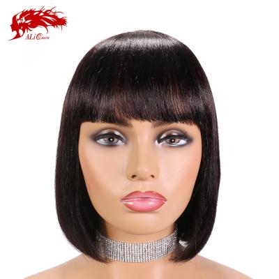 China Straght With Bang Wig Ali Queen Remy Human Hair Wigs With Bang , Straight Hair Hair Machine Wigs for sale