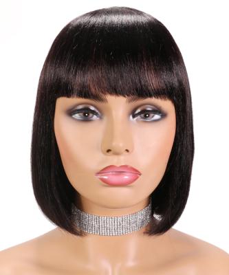 China Straght With Brazilian Remy Human Hair Wigs Ali Queen Straight With Bang Wig Machine Made Short Wig for sale