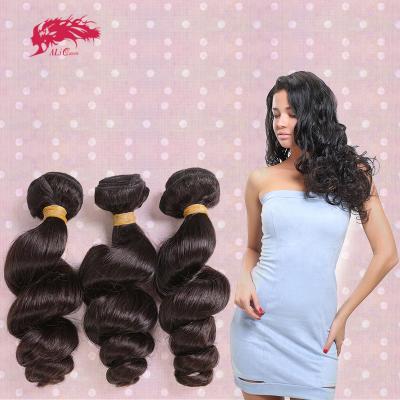 China Top Quality 100% Double Layer Machine Real Loose Wave Unprocessed Virgin Indian Wave Hair for sale