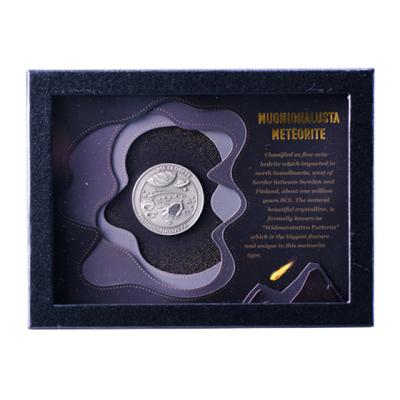 China Rectangle Meteorite Display Box Coin Inlay Leather Glass Box For Collectible for sale