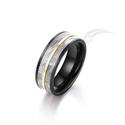 China Banda de bodas anillo de meteorito 8 mm Dos filas en 2 tonos MUONIONALUSTA en venta