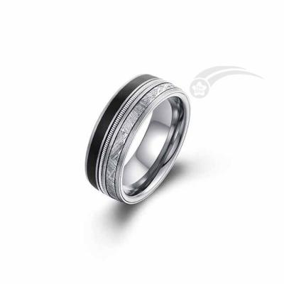 China Tungsten meteoriet ring bruidsband gitaar draad met zwart glazuur Te koop