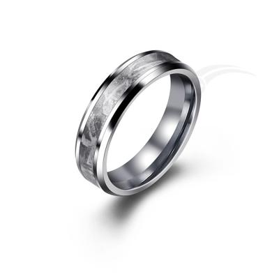 China Classical Meteorite Ring Muonionalusta Inlay Tungsten Band Ring for sale