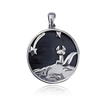 China The Little Prince Iron Meteorite 925 Sterling Silver Pendant 20mm Round for sale