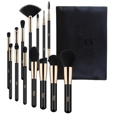 China Angular Blush Private Label Black FEIYAN Makeup Brush Factory Low Moq Rose Gold Vegan Hair Professional Full Set Makeup Brush 15pcs for sale