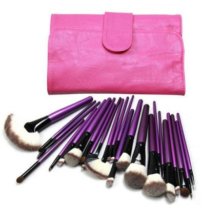 China Angular Blush 24pcs Rose Purple Color Custom Logo Makeup Brushes Private Label Vegan for sale