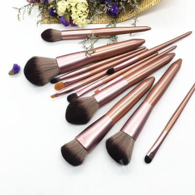 China Angular Blush 12 Pcs Unique Low Moq Soft Cosmetic Synthetic Hair Makeup Brush Manufact for sale