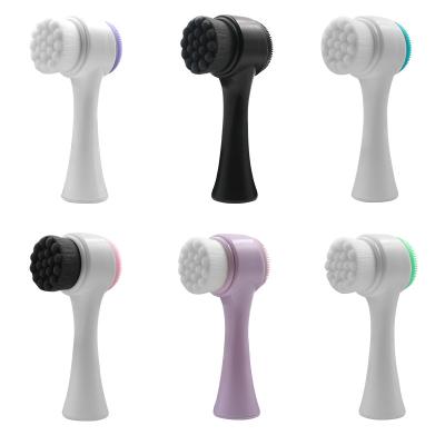 China 2021 New Dual Socket 3D Brush Side Multifunctional Face Brush Skin Remover Washing Facial Cleansing Brush for sale