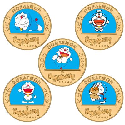 China Europe Doraemon Commemorative Collectible Anime Cartoon Coins Badge Badge Toys For Kid Children Christmas Gift for sale