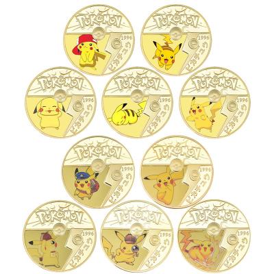 China Europe Pokemon Commemorative Collectible Anime Cartoon Pikachu Anime Coins Badge Badge Toys For Kid Children Christmas Gift for sale