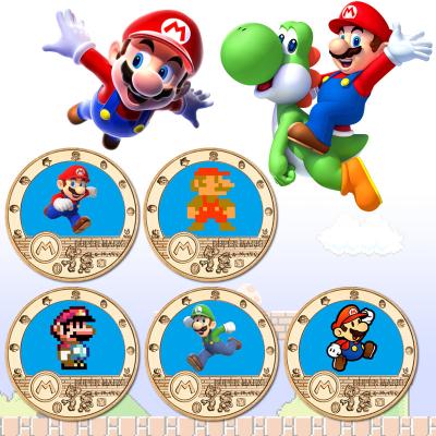 China Europe Super Collectible Anime Commemorative Coins Cartoon Mario Badge Commemorative Toys For Kid Children Christmas Gift for sale