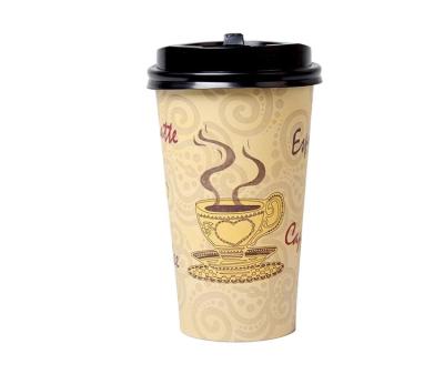 China 480ml-600ml PE Export Disposable Single Coffee One Time Use Disposable Paper Cups With Lids for sale