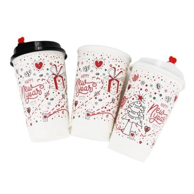 China One Time Christmas New Year Disposable Celebrating Coffee Milk Red Paper Tea Cup for sale