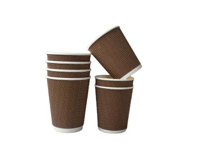 China 8oz 12oz Disposable Ripple Wall Disposable Paper Cup With Handle for sale