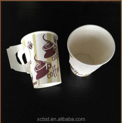 China Factory direct sale disposable single wall paper cup with handle, handle paper cup for sale