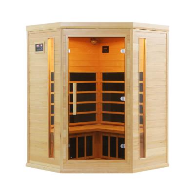 China Computer Control Panel Corner 3-4 People Sauna Dry Room Plate Crystal Infrared Sauna Room for sale