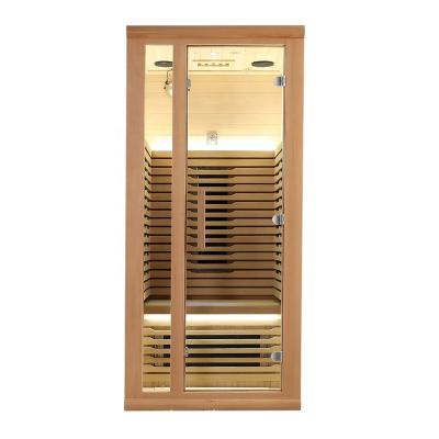 China New Style Wooden Hemlock Sauna 1 Person Use Good Price Computer Control Panel Indoor Sauna for sale