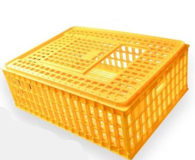 China Breeds Poultry 75x55x27 Yellow Plastic Transport Crates Living Chicken Transport Box for sale