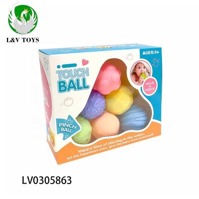 China Toy Wholesale Colorful Soft 9 Pcs Set Educational Baby Touch Ball Toys Texture With Sound for sale