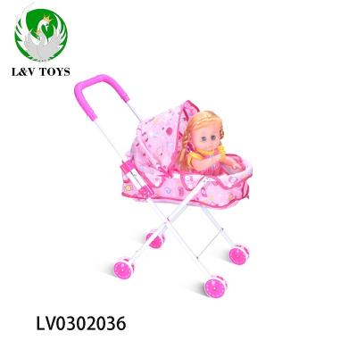 China Toy New Battery Operated 14 Inch Doll Baby Stroller Baby Stroller Battery Included With Sound for sale