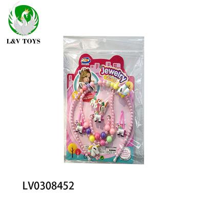 China Girl's Plastic Jewelry Toys 6pc Beauty Set with Necklace, Bracelet, Hair Clasp for sale