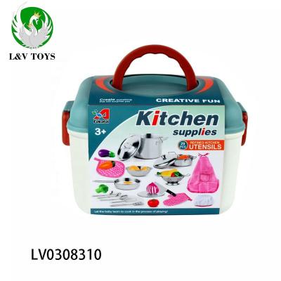 China Stainless Steel Pretend Play Cook Happy Kitchen Toy Sets For Kids Educational DIY Kitchenware Set Stainless Steel for sale