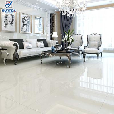 China Europe Sunnda Good Quality First Choice High End Glossy Hotel Lobby Polished Soluble Salt Porcelain Ivory White Floor Tiles 60X60 for sale