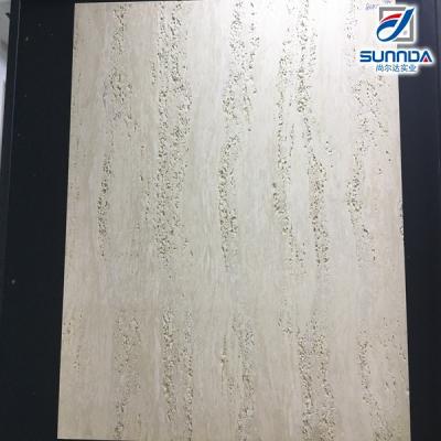 China Modern white yellow color lobby wall tile, glossy finish travertine stone design polished porcelain bathroom tile for sale