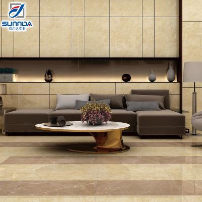 China Modern Foshan Gold Wire Glazed Tiles Double Loaded Flooring Marble Look Rectified Edge Vitrified Ceramic Floor OR Wall Tiles for sale