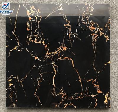 China Modern 800*800mm Gold Wire Glazed Tiles New Pattern Double Charge Flooring Marble Look Vitrified Ceramic Flooring Tiles for sale