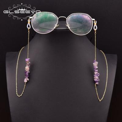 China Fashion PEARL Gold Color Natural Purple Crystal Sunglasses Chains Women Tie Holder Neck Strap Rope Necklace On The Neck Glasses Not for sale