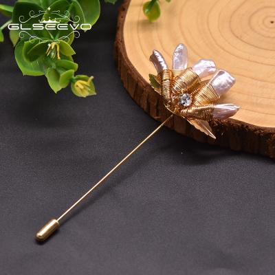 China Brass Natural Freshwater Purple Pearl Brooch For Women Saudi Arabia Arbia Brooch Pin Wholesale Handmade Volume for sale